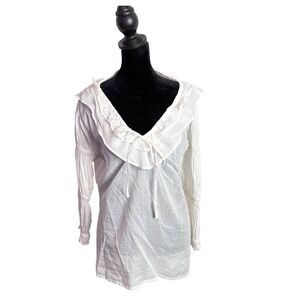 Carolina Benoit Organic Cotton White Chemise Top Size S Sheer Victorian Coquette